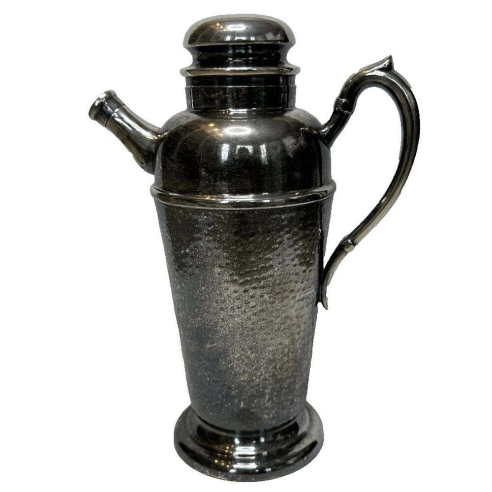 Vtg Viking Plate EP Copper Cocktail Shaker Hammered Silver Plate Art Deco 40s - Picture 1 of 9